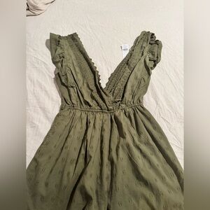 American Eagle Outfitters Olive Eyelet Romper